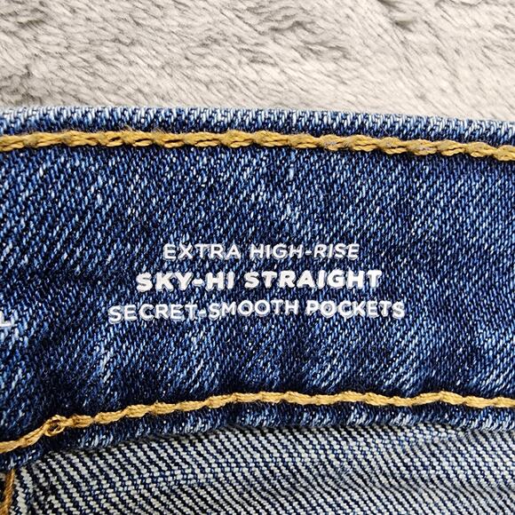Old Navy Jeans Womens 6 TALL Blue Destroyed Extra High Rise Sky High Straight‎ - Picture 9 of 16